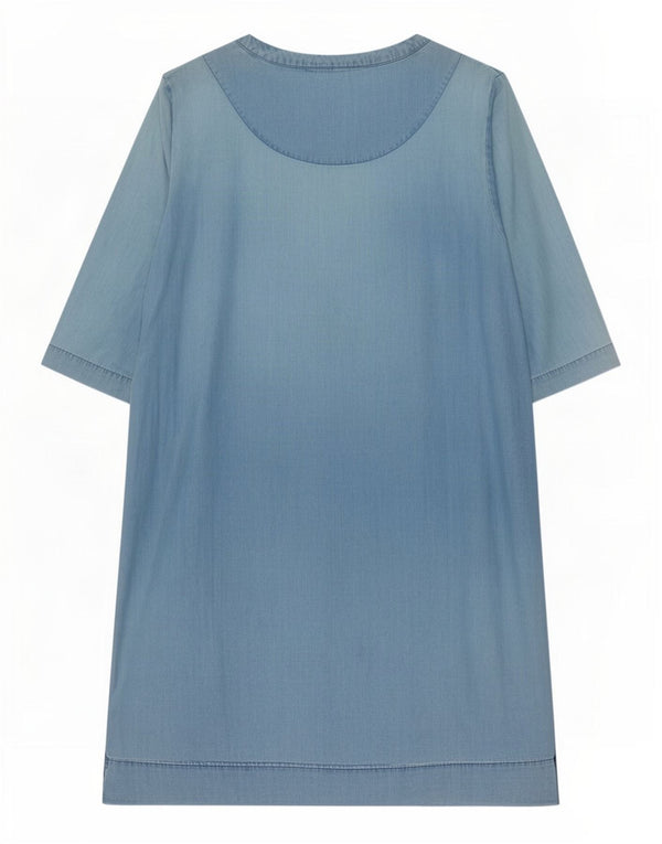 White Stuff Womens 3/4-ærmet denimkjole UK 12 Medium Blue Floral Lyocell