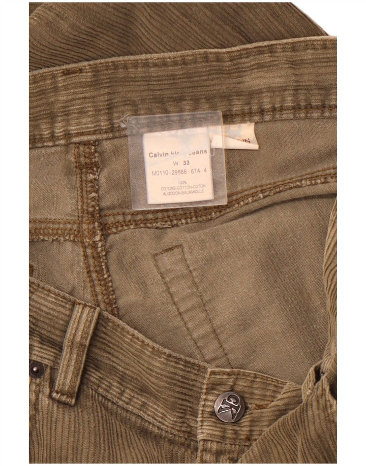 CALVIN KLEIN Lige fløjlsbukser til mænd W33 L32 Brun bomuld