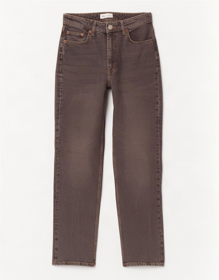 Zara Dame Straight Jeans EU 40 Medium W30 L29 Grå