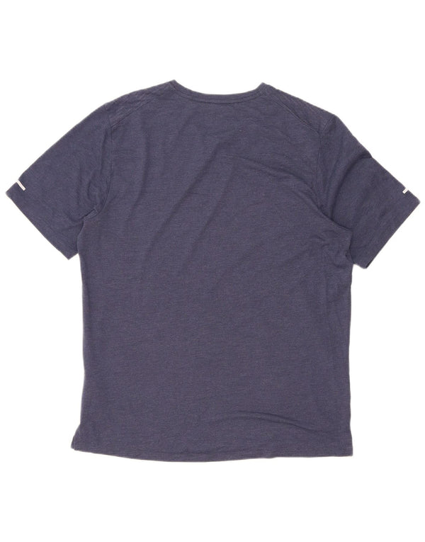 Nike herre Dri Fit T-shirt top mellem marineblå nålestribet polyester