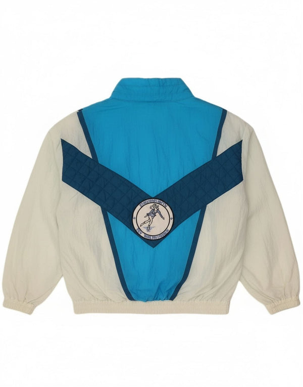 Vintage Kvinders Grafisk Træningsdragt Topjakke UK 18 XL Blå Colourblock