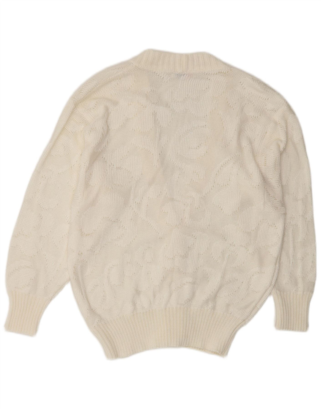 Vintage dame cardigan sweater IT 46 Stor hvid akryl