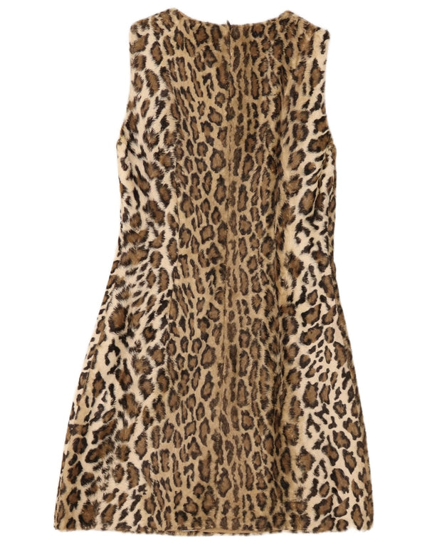 L'altra Moda Dame imiteret Pels A-Line Kjole IT 40 Small Beige Animal Print