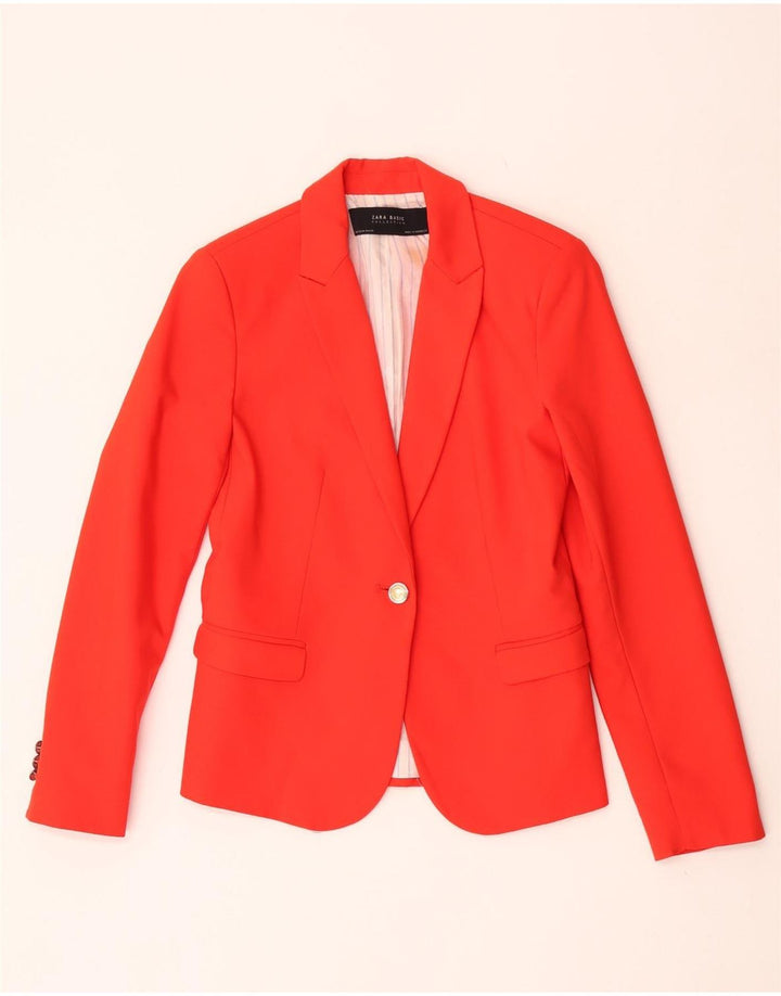 Zara Dame 1 Knap Blazer Jacket UK 12 Medium Red Acetate