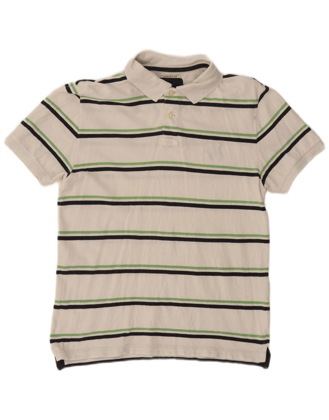 HENRI LLOYD Mens Polo Shirt Large White Striped Cotton