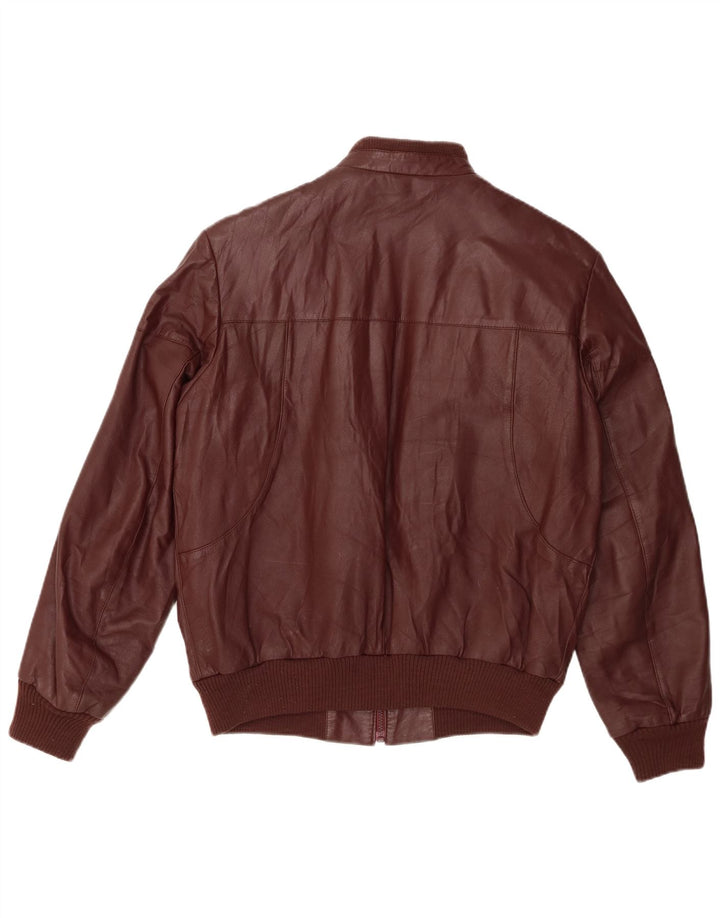Vintage Dame Bomber Læderjakke IT 54 2XL Burgundy Læder