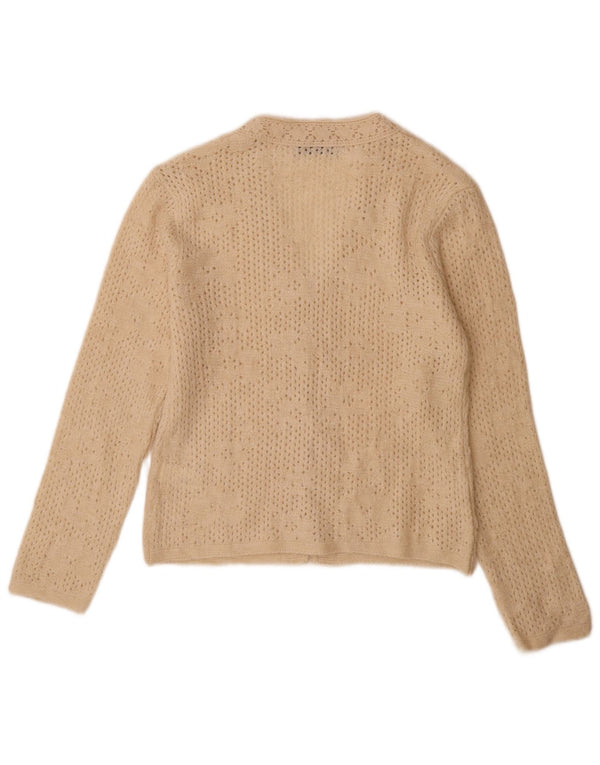 Zara Dame Cardigan Sweater UK 18 XL Beige Akryl