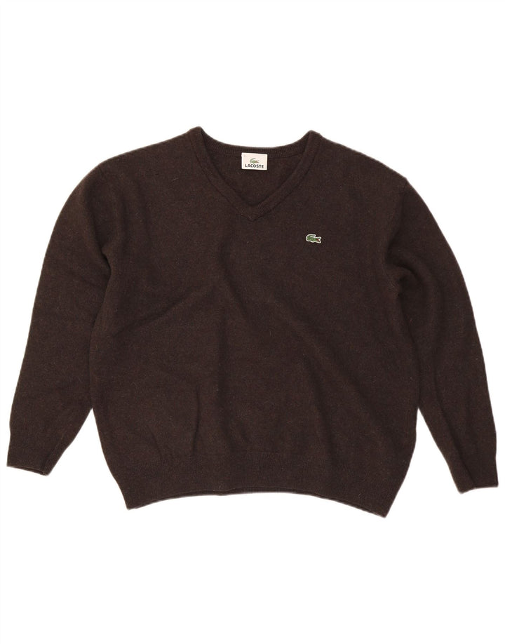 Lacoste Herre V-hals sweater Str. 7 2XL Brun Uld