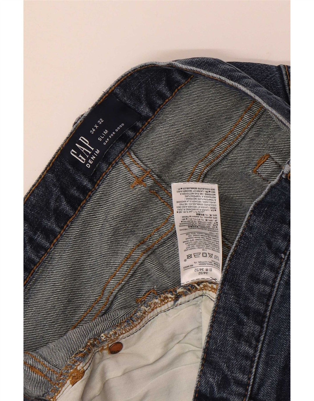 Gap Herre Distressed Slim Jeans W34 L32 Blå Bomuld