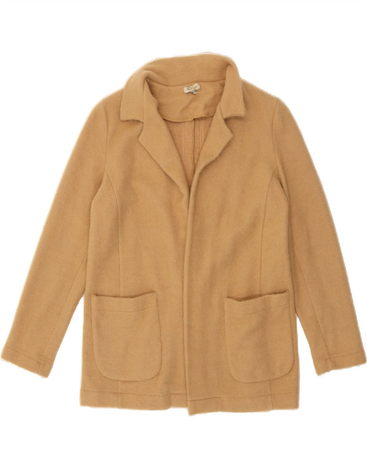 VINTAGE Womens Open Blazer Jacket UK 14 Medium Beige Wool Vintage Vintage and Second-Hand Vintage from Messina Hembry 