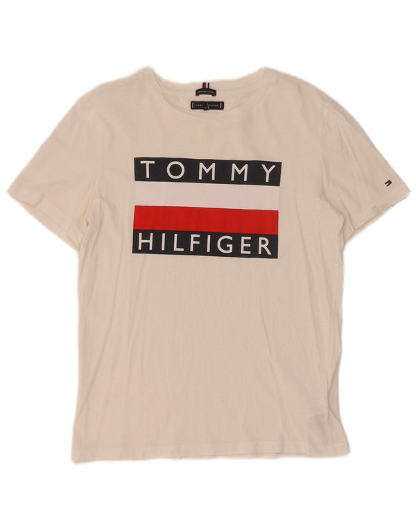 Tommy Hilfiger Piger Grafisk T-Shirt Top 13-14 År Hvid Colourblock