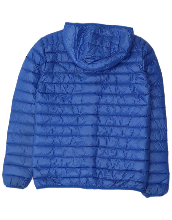 GUESS Boys Hooded Padded Jacket 15-16 Years Blue Polyamide