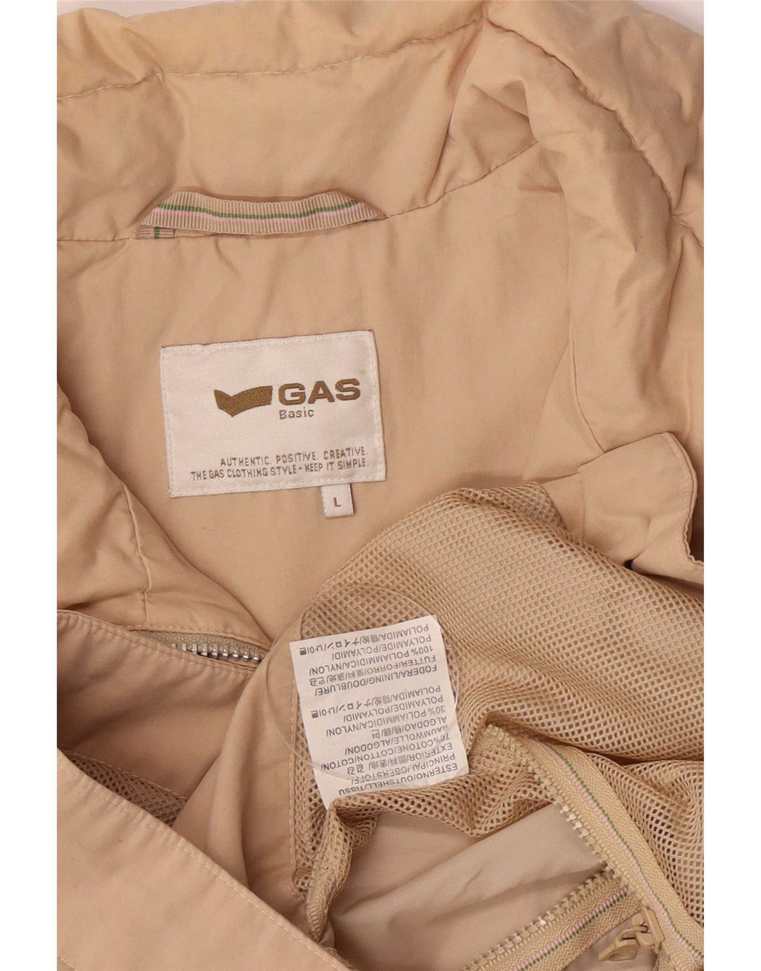 Gas Dame Regular Fit Windbreaker Jacket UK 16 Large Beige Bomuld