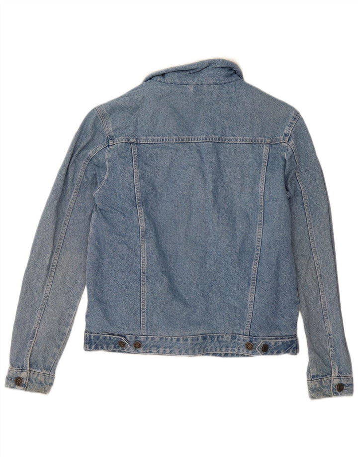 Topshop Dame Sherpa Denim Jacket UK 10 Small Blue Cotton
