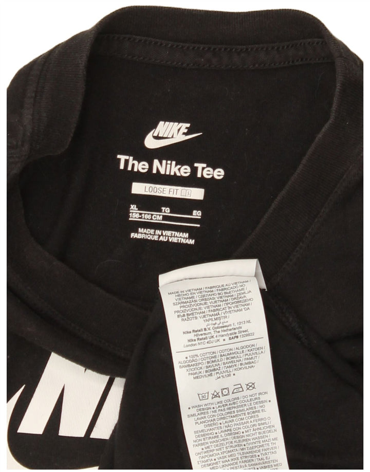 NIKE piger Loose Fit grafisk T-shirt top 13-14 år XL sort bomuld