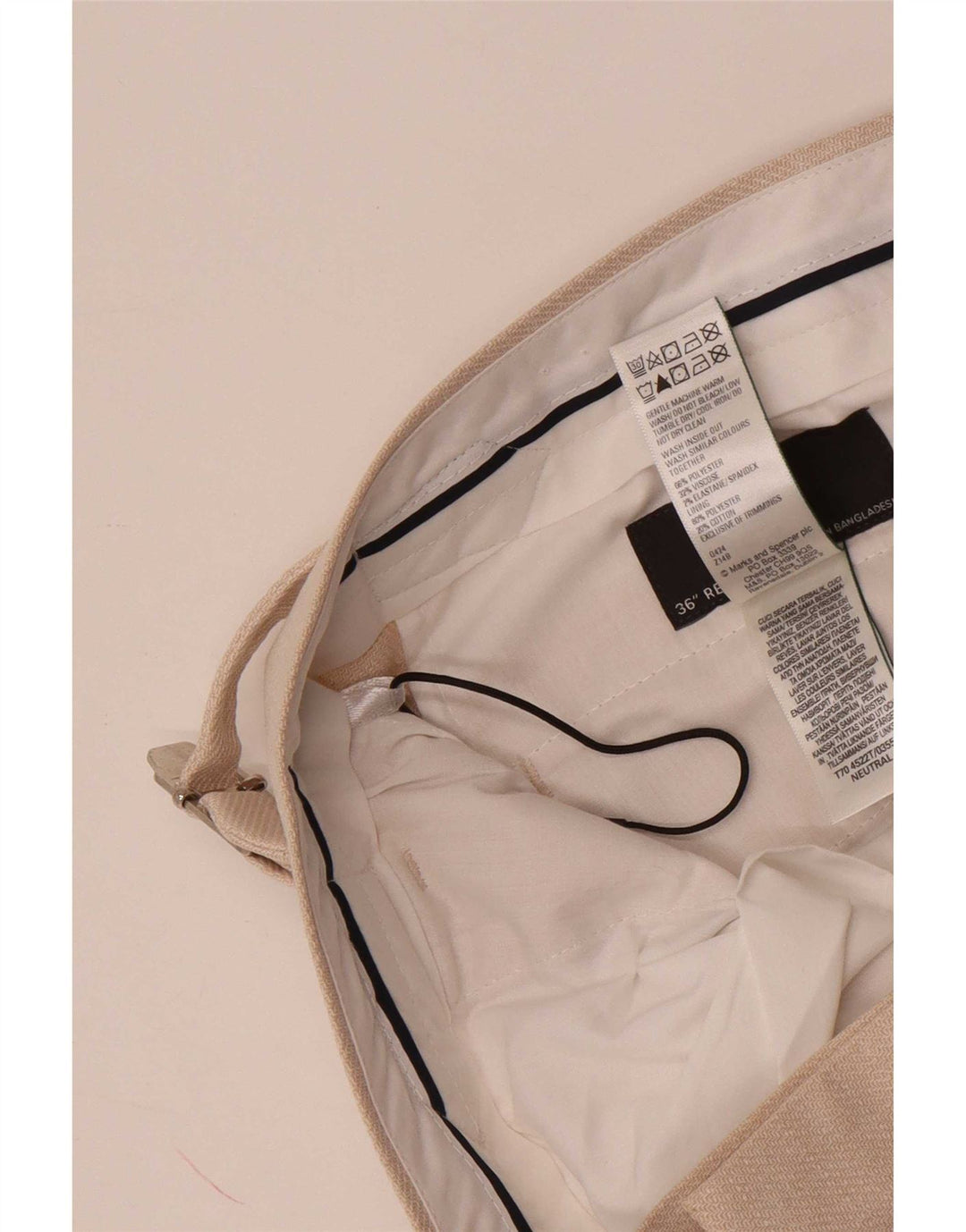 Marks & Spencer Herre Tapered Chino Bukser W36 L30 Beige Polyester
