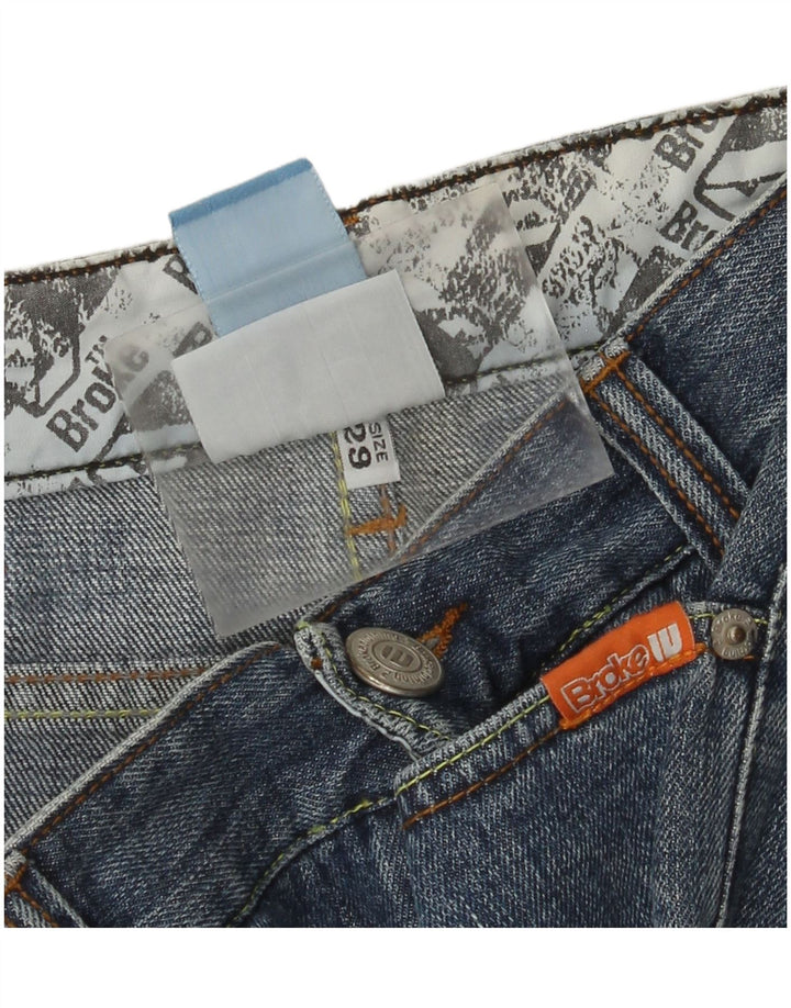 Vintage Herre grafiske denim Cargo Shorts W29 Små blå bomuld