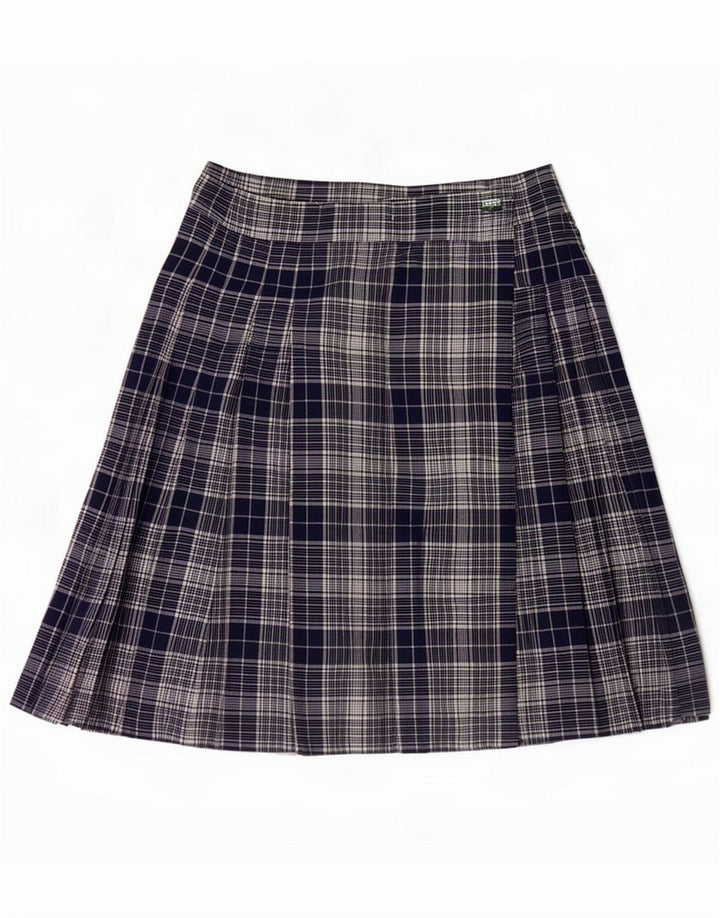 Vintage Kvinder Wrap Nederdel Small W26 Navy Blue Check