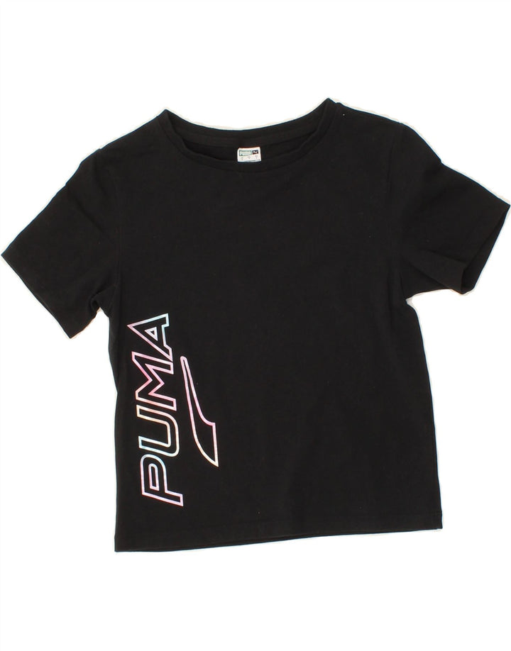 PUMA Womens Crop Graphic T-Shirt Top UK 8 Small Black Vintage Puma and Second-Hand Puma from Messina Hembry 