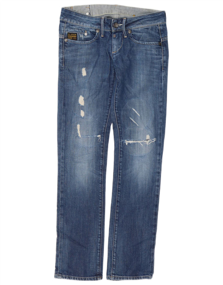 G-STAR Dame Distressed Straight Jeans W29 L30 Blå