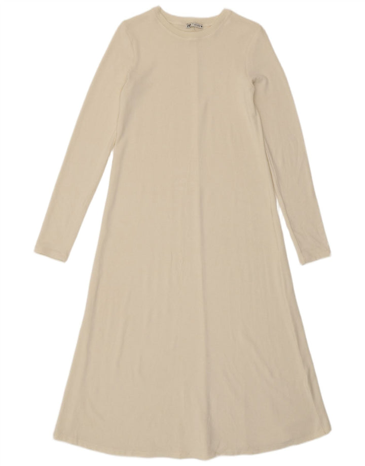 Zara Dame Maxi Jumper Kjole UK 10 Small White