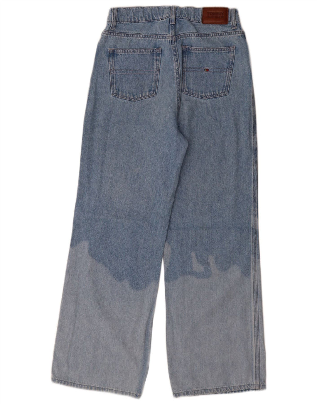 TOMMY HILFIGER Piger Acid Wash Jeans med brede ben 13-14 år W26 L27 Blå