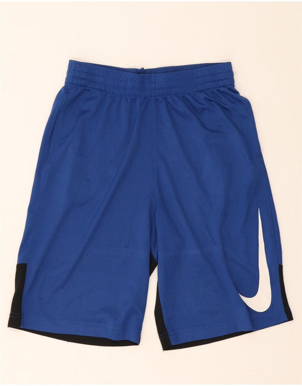 Nike drenge Dri Fit grafiske sportsshorts 13-14 år XL blå farveblok