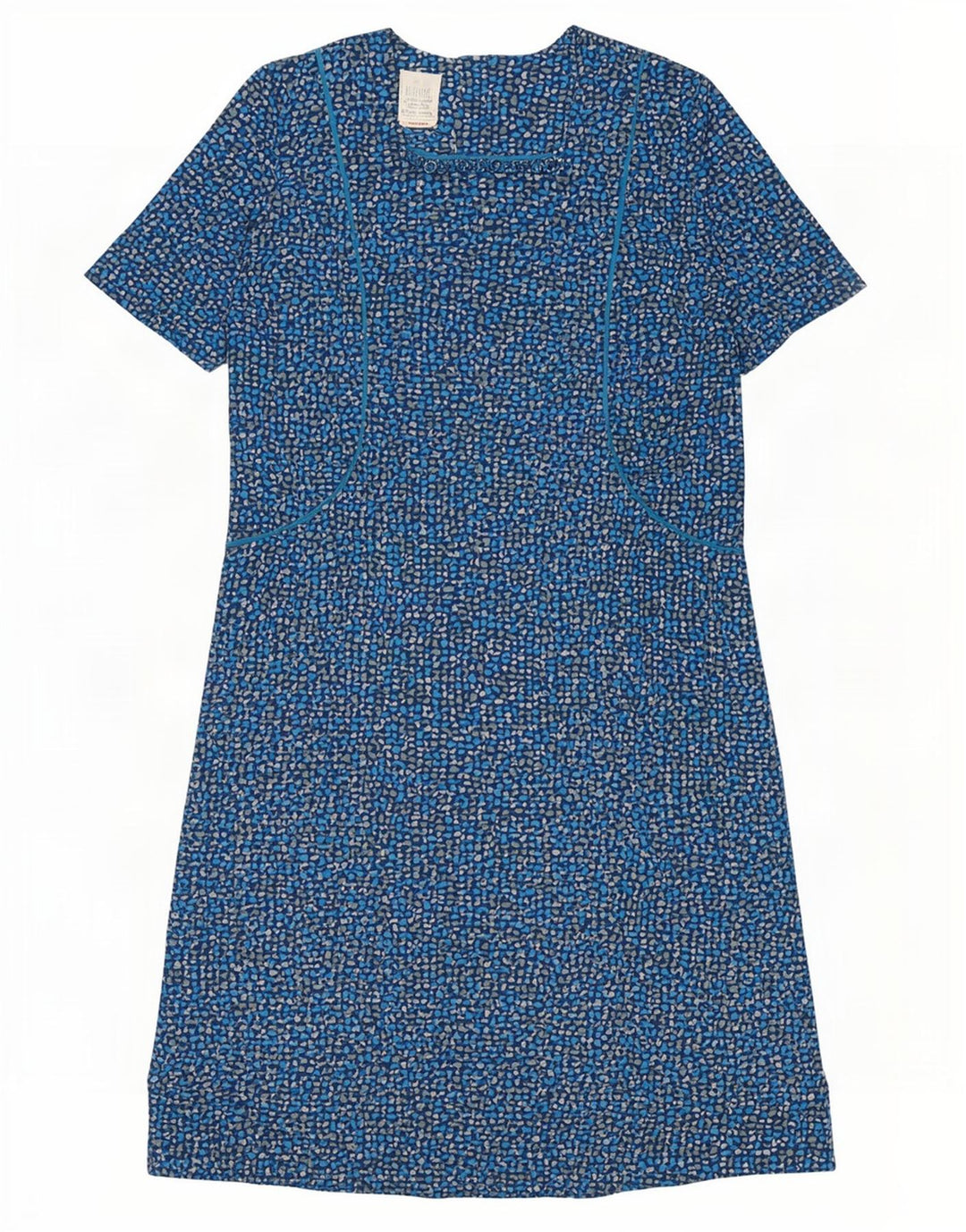 Vintage Dame Basic Dress UK 16 Large Blue Spotted