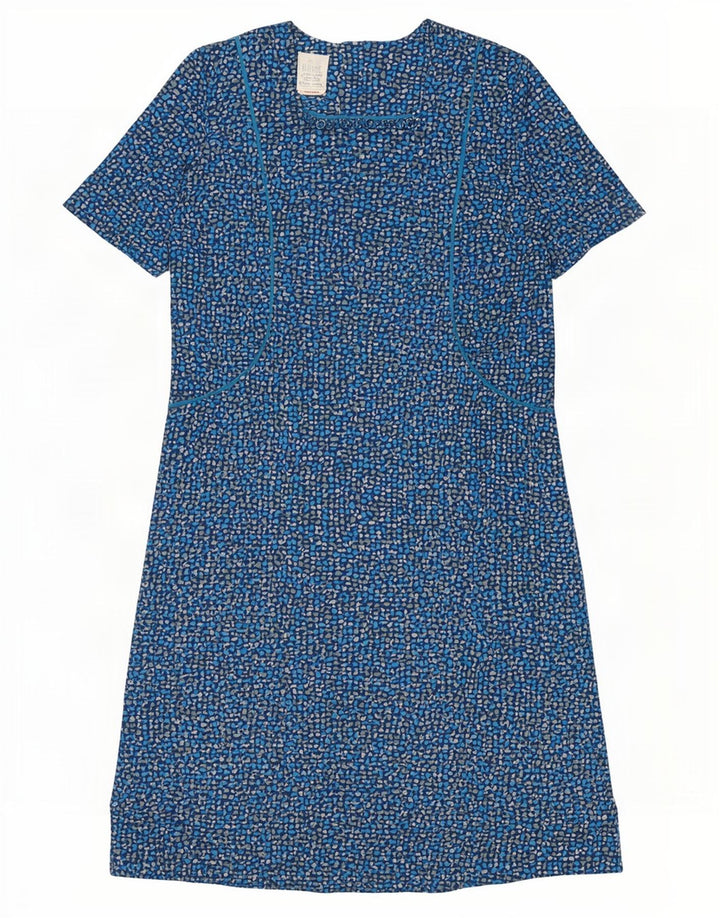 Vintage Dame Basic Dress UK 16 Large Blue Spotted