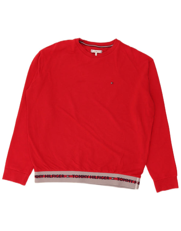 Tommy Hilfiger Herre Grafisk Sweatshirt Jumper XL Rød Colourblock Bomuld