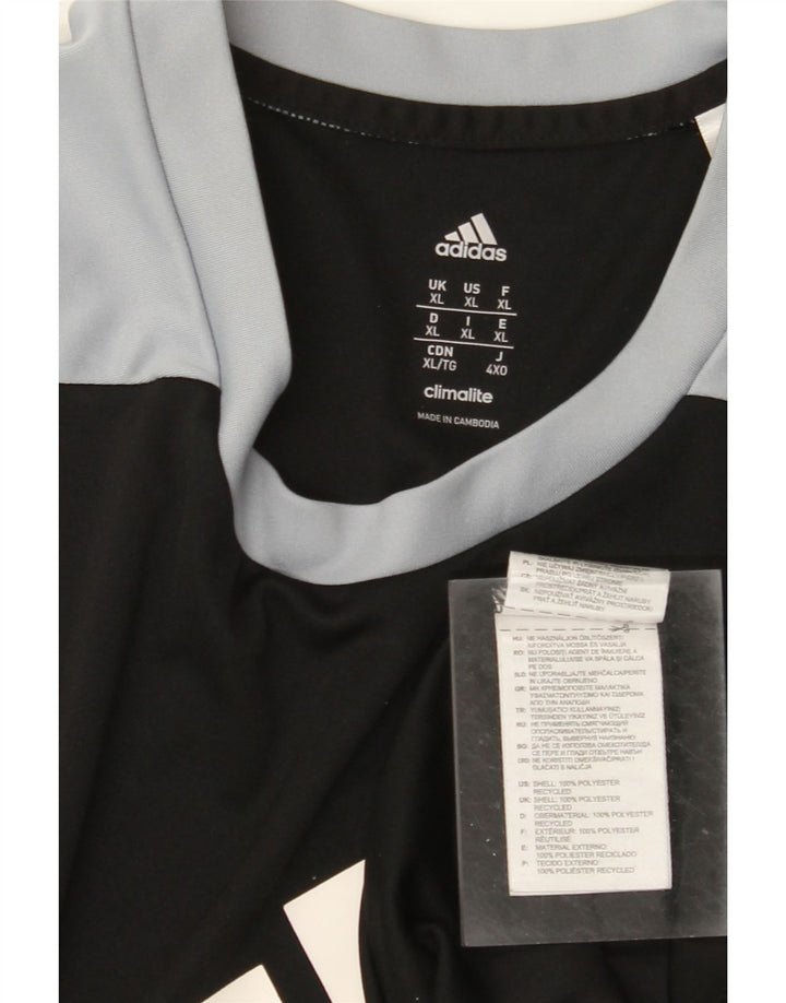 ADIDAS Herre Climalite Grafisk T-Shirt Top XL Sort Colourblock Polyester