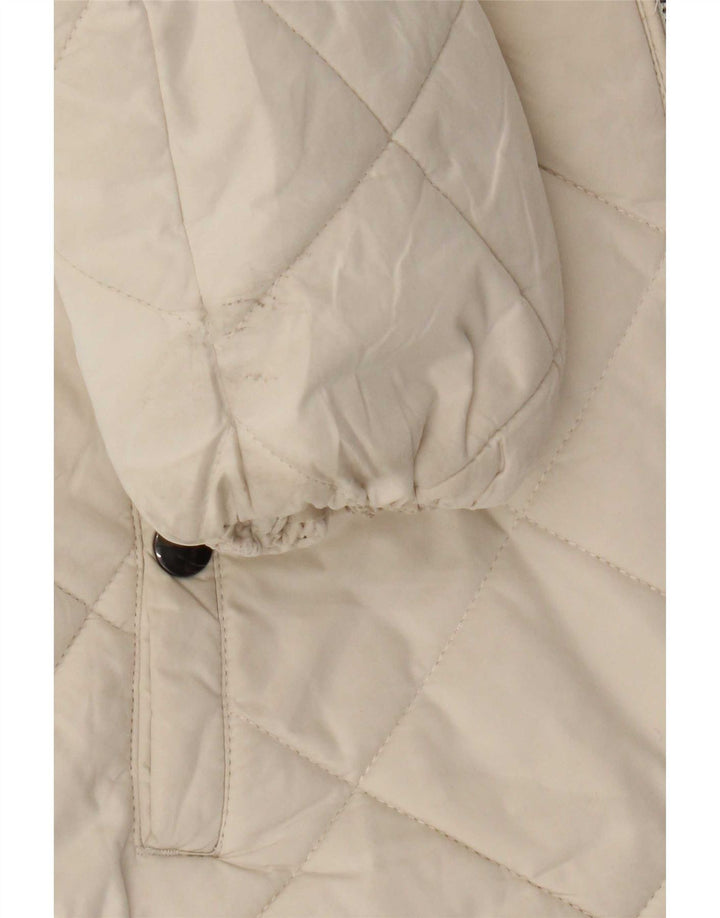 Marks & Spencer quiltet jakke med hætte til kvinder UK 12 Medium White Polyester