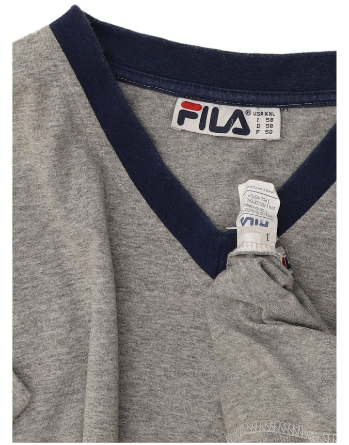 Fila Herre T-Shirt Top 2XL Grå Flecked Bomuld