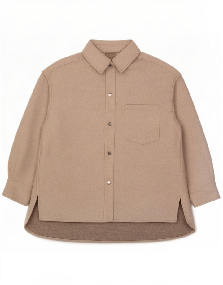 Zara Dame Oversized Shacket Jacket UK 10 Small Beige Polyester