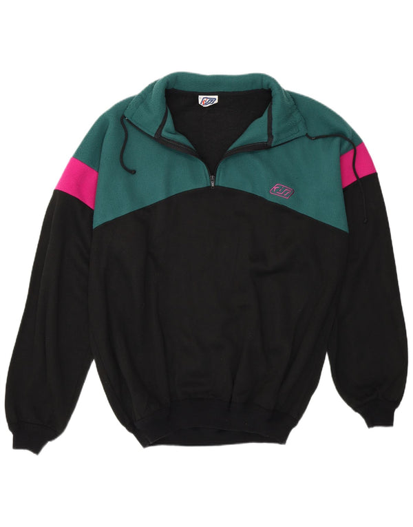KISS Herre Fleece Sweatshirt Jumper XL Sort Colourblock Bomuld
