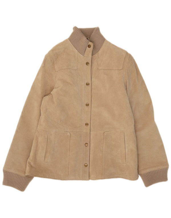 Castro Dame Ruskind Bomber Jacket UK 14 Large Beige Læder