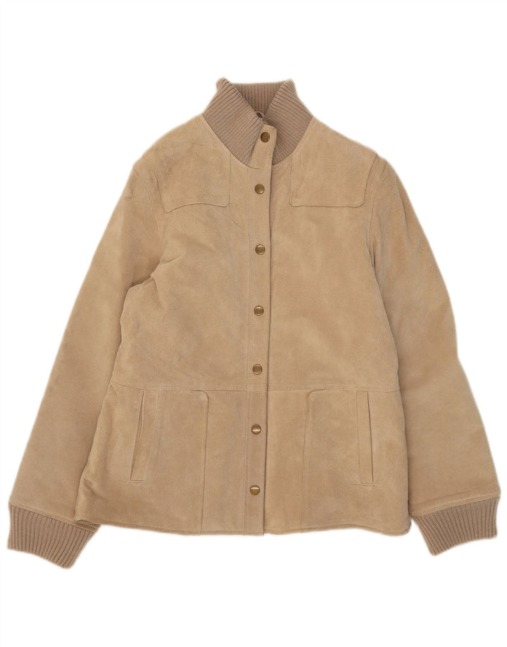 Castro Dame Ruskind Bomber Jacket UK 14 Large Beige Læder