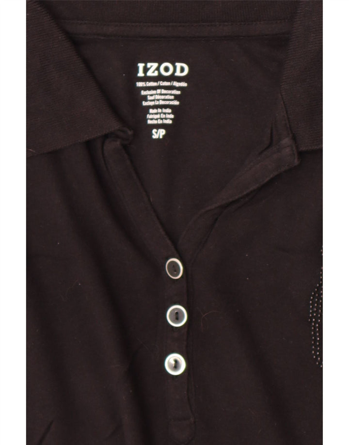 Izod Dame Polo Shirt UK 10 Small Black Bomuld