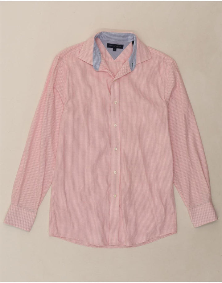 TOMMY HILFIGER Mens Shirt Size 15 Medium Pink Gingham Cotton Vintage Tommy Hilfiger and Second-Hand Tommy Hilfiger from Messina Hembry 