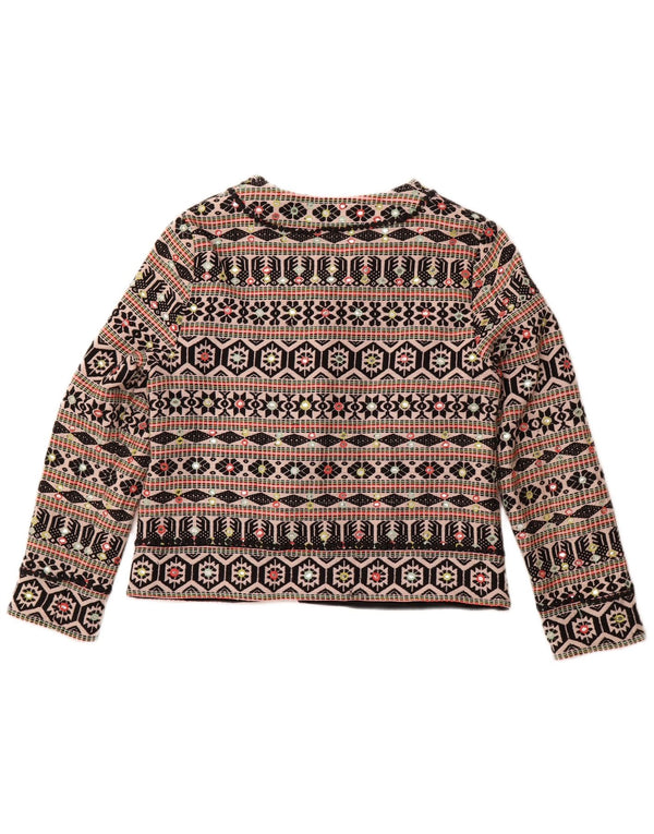 MONSOON Womens Open Bolero Jacket UK 18 XL Black Geometric Cotton