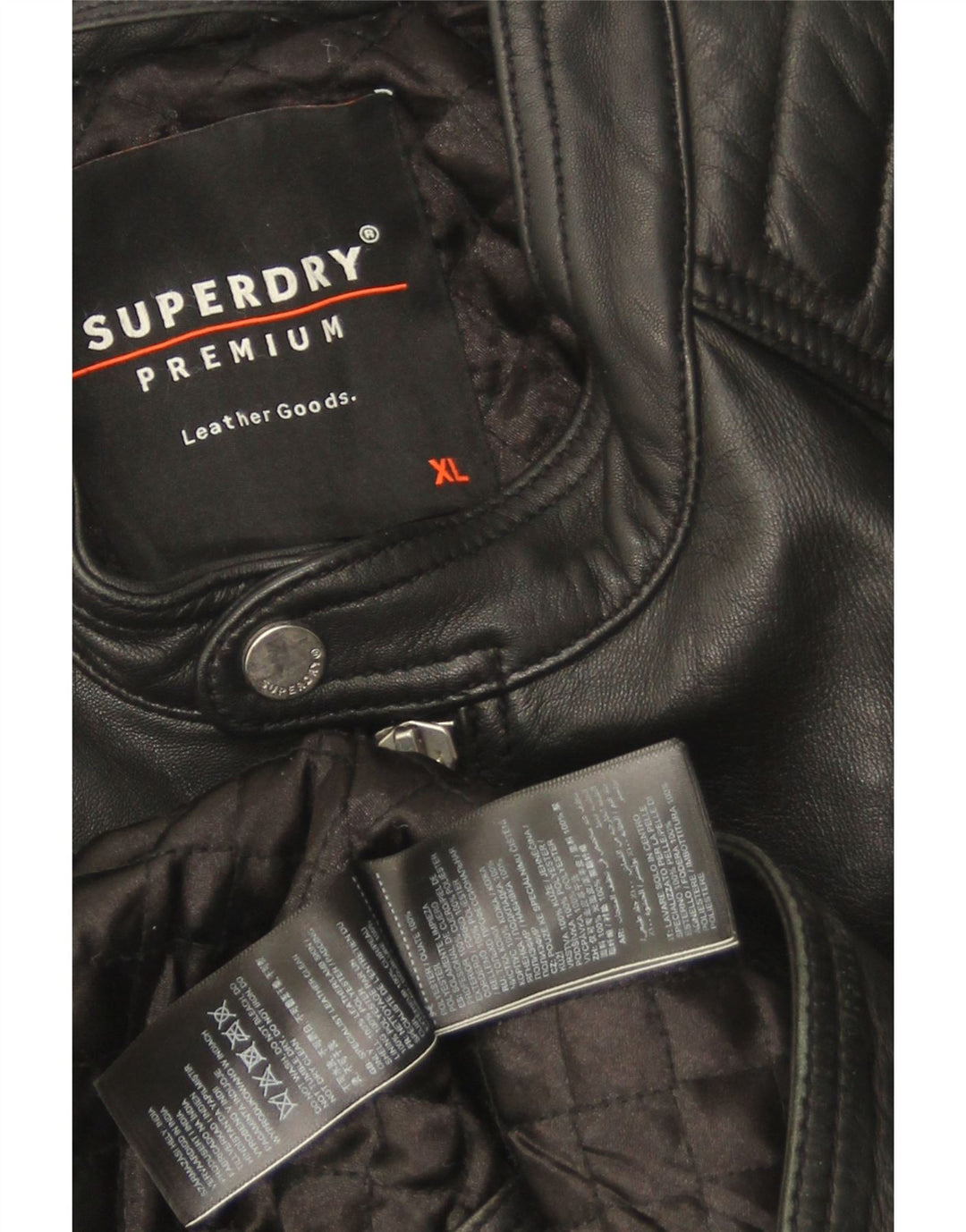 Superdry Biker-jakke i læder til mænd UK 42 XL Sort