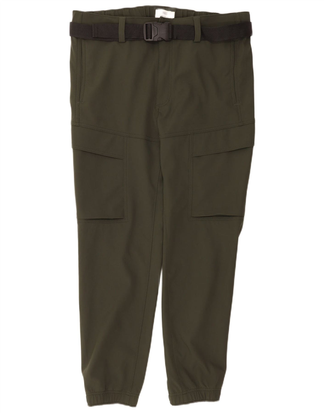 Marks & Spencer Herre Straight Cargo Bukser W36 L31 Khaki Polyester