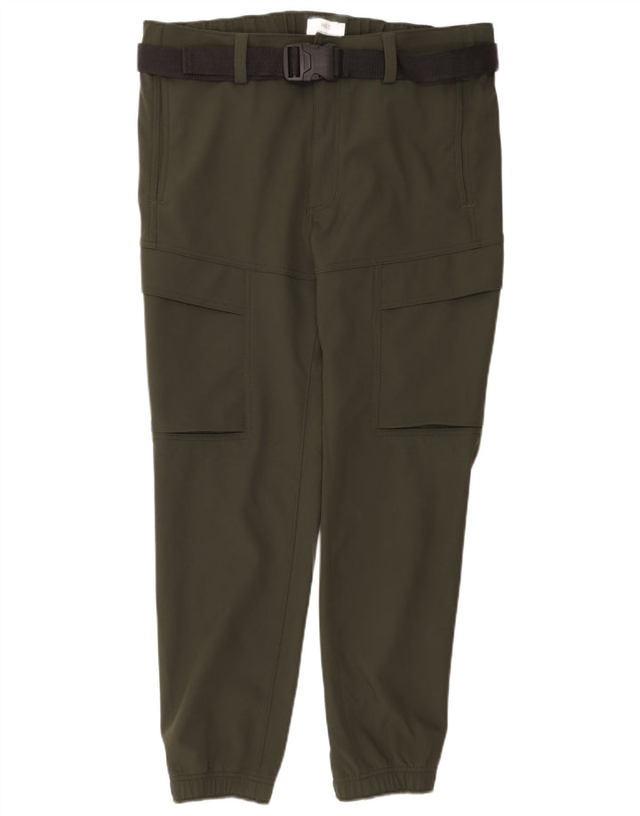 Marks & Spencer Herre Straight Cargo Bukser W36 L31 Khaki Polyester