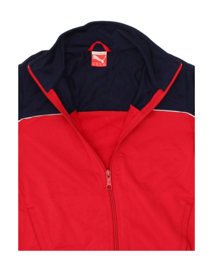 PUMA Boys Tracksuit Top Jacket 9-10 Years Medium Red Colourblock Polyester Vintage Puma and Second-Hand Puma from Messina Hembry 