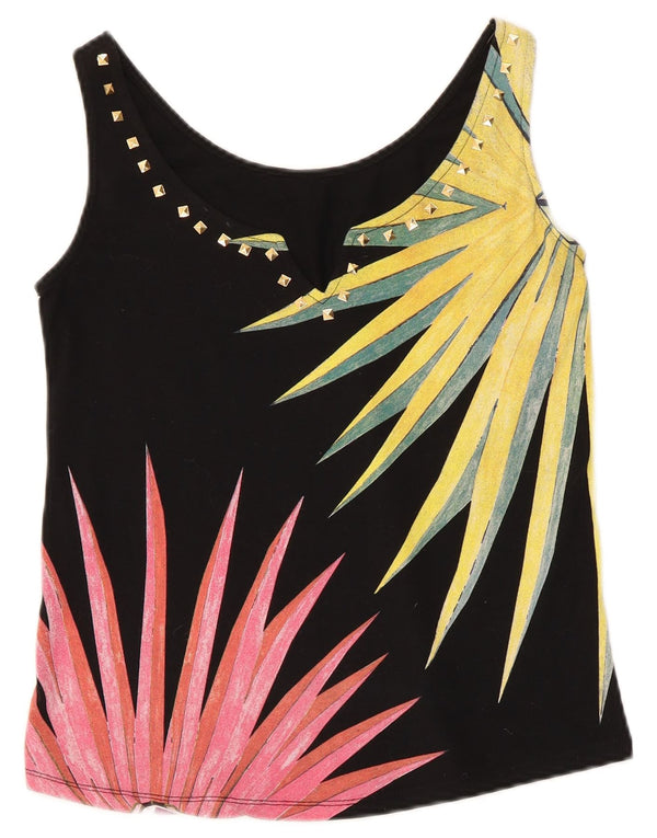 Desigual Kvinders Grafisk Vest Top UK 6 XS Black Floral