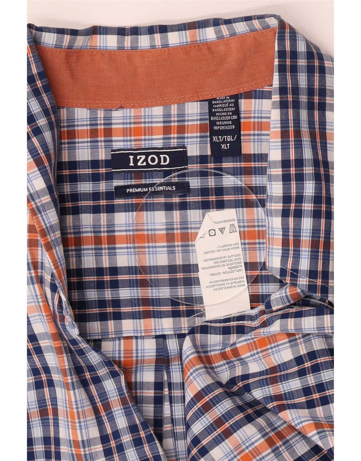 Izod Mens Tall Shirt XL Blue Check Cotton