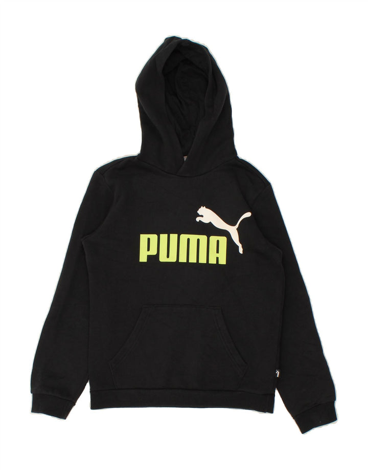 PUMA Boys Graphic Hoodie Jumper 11-12 Years Black Vintage Puma and Second-Hand Puma from Messina Hembry 