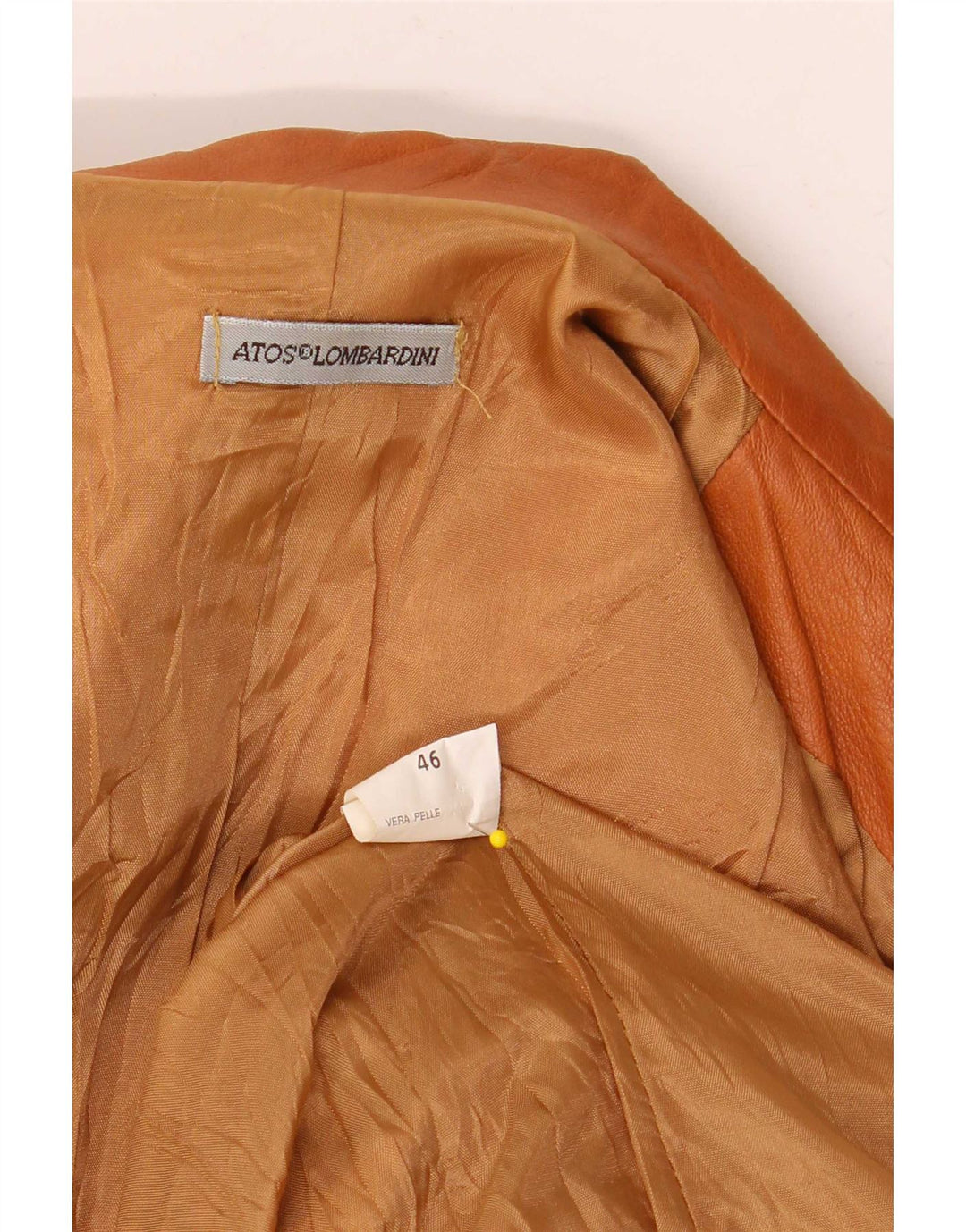 Atos Lombardini Dame 3 Knaps Læder Blazer Jakke IT 46 Stor Brun