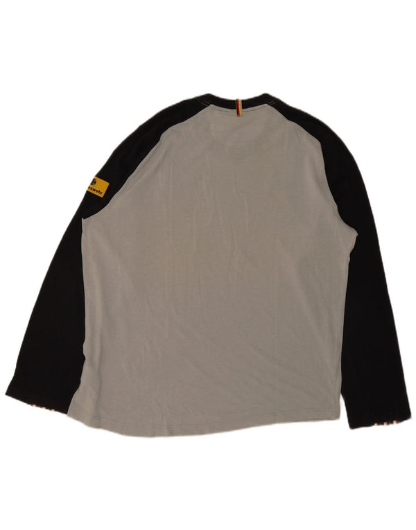 Adidas Herre Grafisk Top Langærmet UK 44/46 Large Grey Colourblock Modal