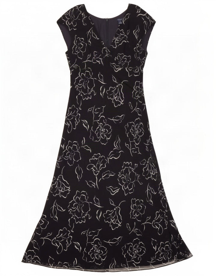 Chaps Dame ærmeløs Maxikjole US 4 Small Black Floral Polyester